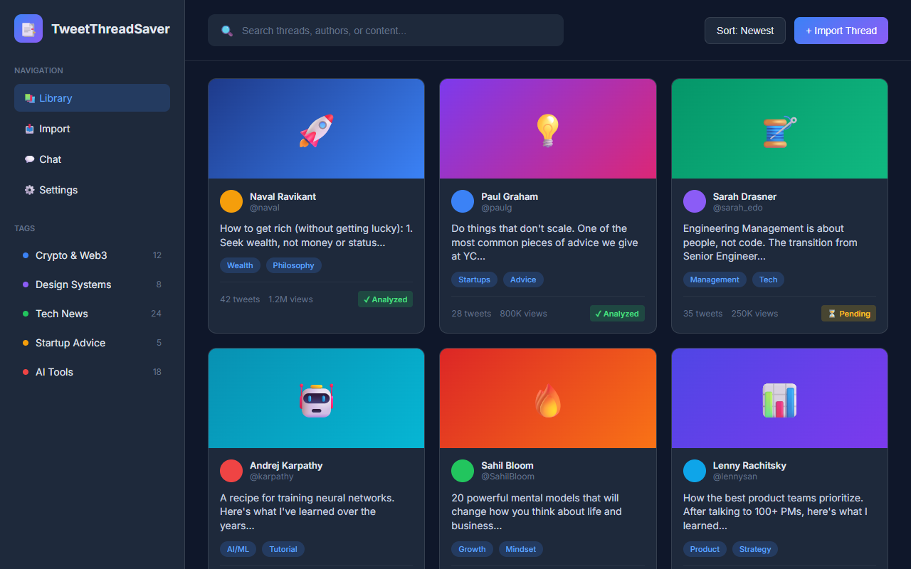 TweetThreadSaver popup open in Chrome